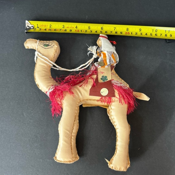 Egyptian Hand Crafted Camel Faux Leather And Fringe Souvenir Decor 10” High. - Picture 8 of 9